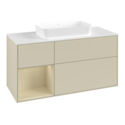V&B Meuble sous lavabo Finion 120x60 cm, laqué gris clair, laqué gris moyen