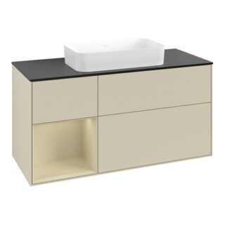 V&B Meuble sous lavabo Finion 120x60 cm, laque gris clair, laque gris moyen