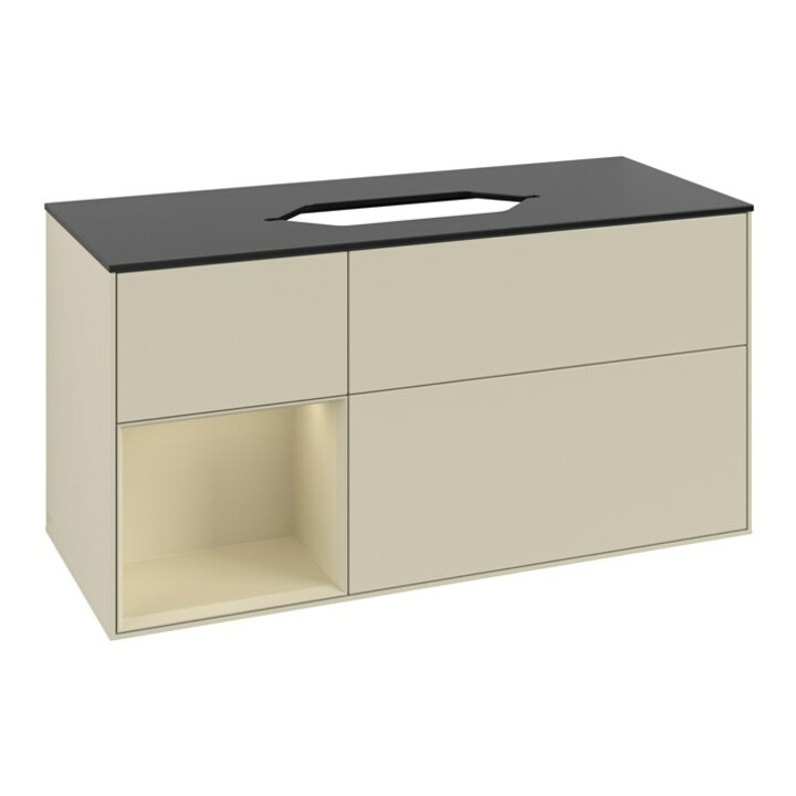 V&B Meuble sous lavabo Finion 120x60 cm, laque gris clair, laque gris moyen