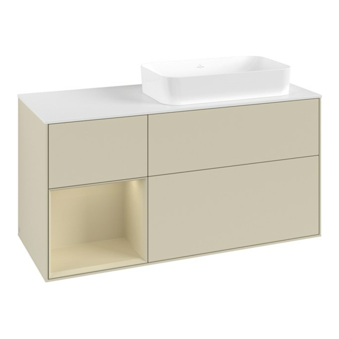 V&B Meuble sous lavabo Finion 120x60 cm, laqué gris clair, laqué gris moyen