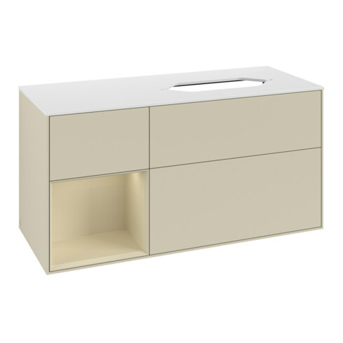 V&B Meuble sous lavabo Finion 120x60 cm, laqué gris clair, laqué gris moyen