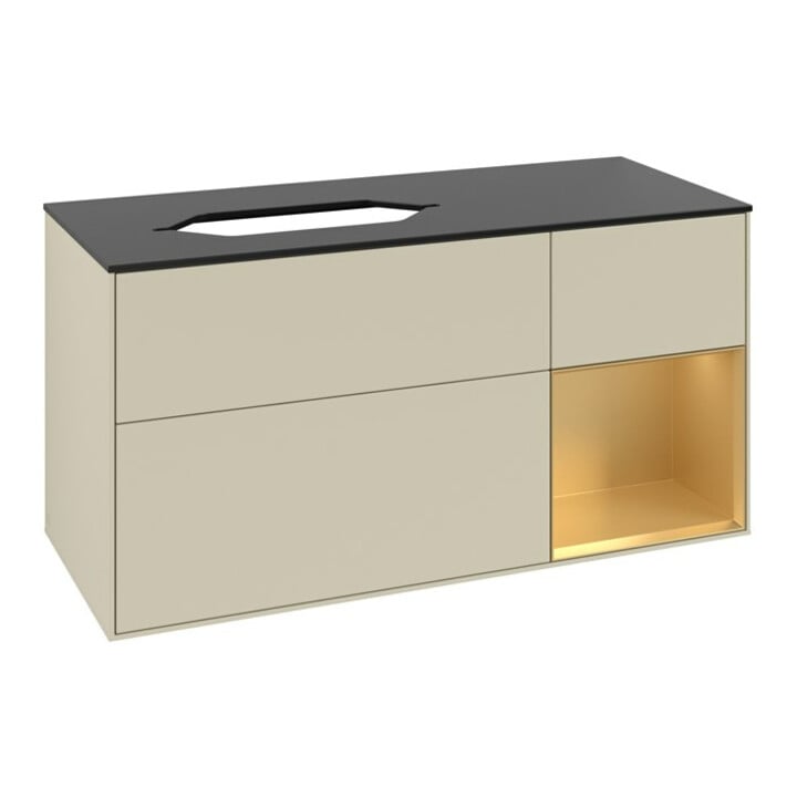 V&B Meuble sous-lavabo Finion 120x60 cm, laqué gris clair, régulier, droite