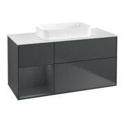 V&B Meuble sous lavabo Finion 120x60 cm, laqué gris, laqué bleu
