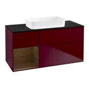 V&B Meuble sous lavabo Finion 120x60 cm, niche gauche, placage noyer, Peony mat-1