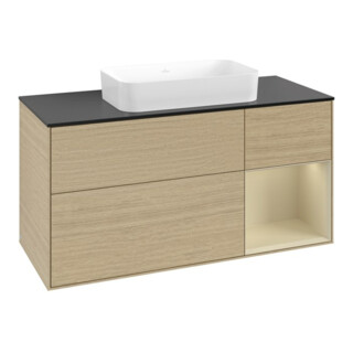 V&B Meuble sous lavabo Finion 120x60 cm, placage chêne clair, droite/gauche