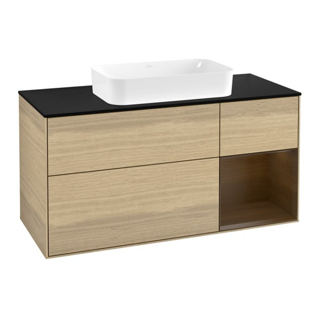 V&B Meuble sous lavabo Finion 120x60 cm, placage noyer, placage chêne