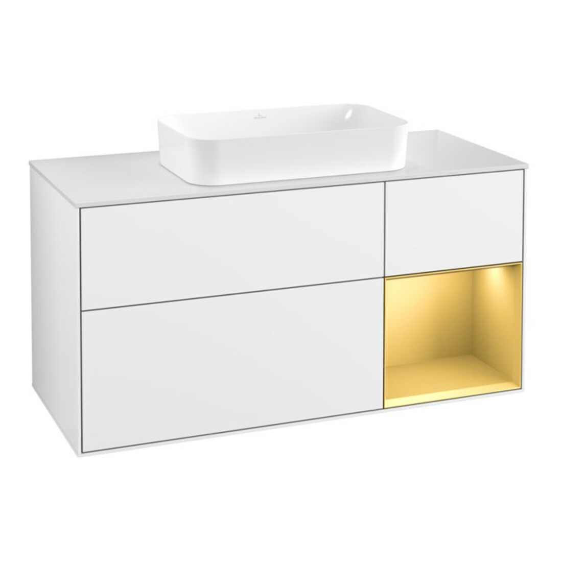 V&B Meuble sous lavabo Finion 120x60 cm, porte droite, laque blanche brillante