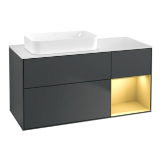 V&B Meuble sous lavabo Finion 120x60 cm, porte droite, MDF laqué, blanc mat