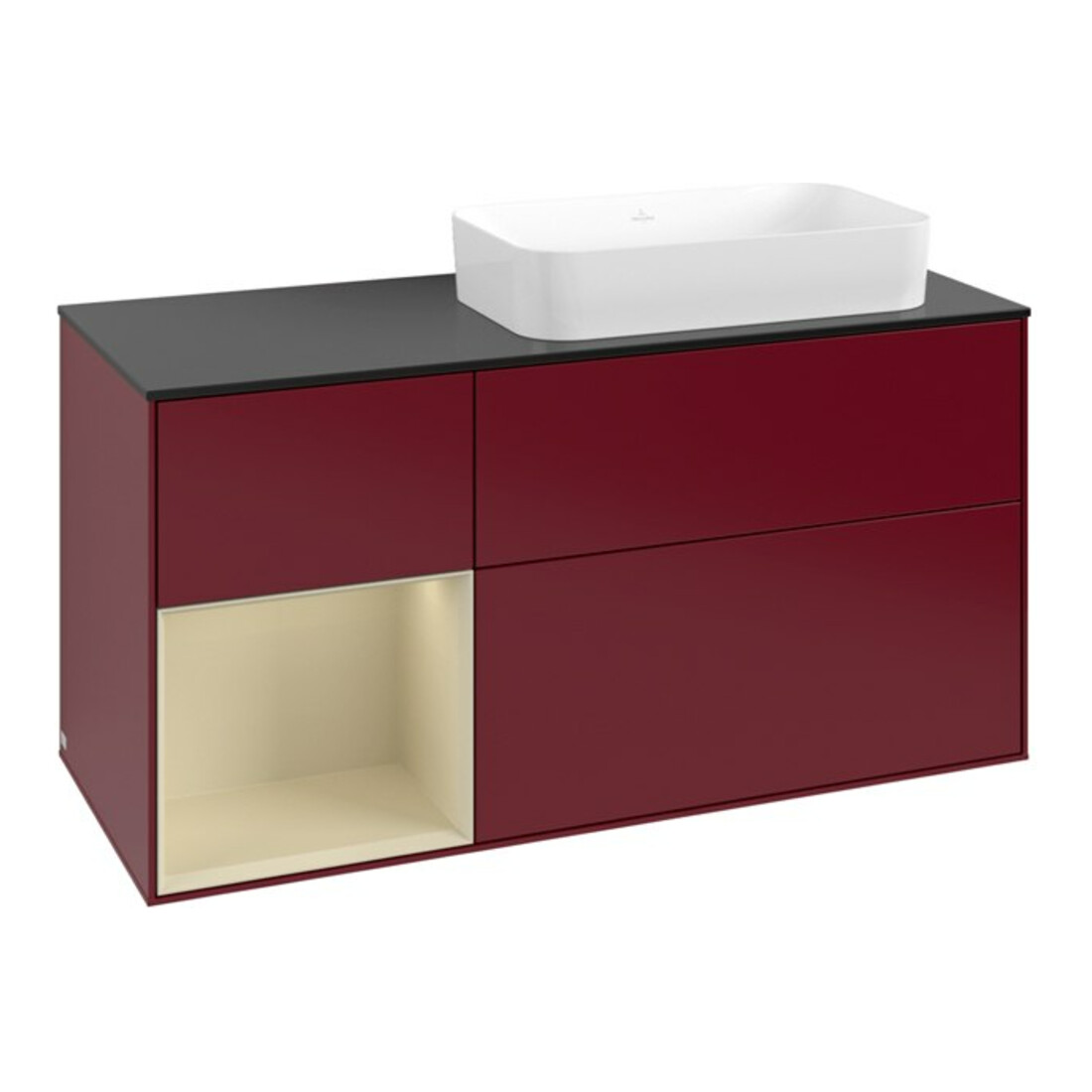 V&B Meuble sous-lavabo Finion 120x60 cm, porte gauche, gris moyen, laqué mat Peo