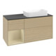 V&B Meuble sous lavabo Finion 120x60 cm, porte gauche, laqué gris moyen, placage Oa-4