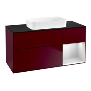 V&B Meuble sous lavabo Finion 120x60 cm, rangement droit blanc mat Peony, laqué