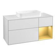 V&B Meuble sous lavabo Finion 120x60 cm, rangement réglable, blanc laqué