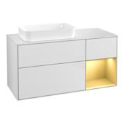 V&B Meuble sous lavabo Finion 120x60 cm, rangement régulier, blanc laqué