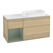 V&B Meuble sous lavabo Finion 120x60 cm, rég. gauche, chêne plaqué huilé m. laque-1
