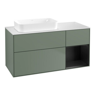 V&B Meuble sous lavabo Finion 120x60 cm, Reg re bleu mat Lac, Oli. mat Lac