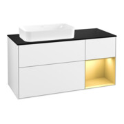 V&B Meuble sous lavabo Finion 120x60 cm, réglable à droite, laqué blanc brillant