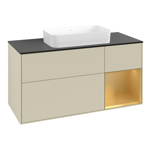 V&B Meuble sous lavabo Finion 120x60 cm, réglette droite, laque gris moyen