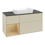 V&B Meuble sous lavabo Finion 120x60 cm, réglette gauche, gris mat laqué