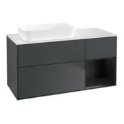 V&B Meuble sous lavabo Finion 120x60 cm, Rg droite blanc mat laqué, méd. bleu mat laqué