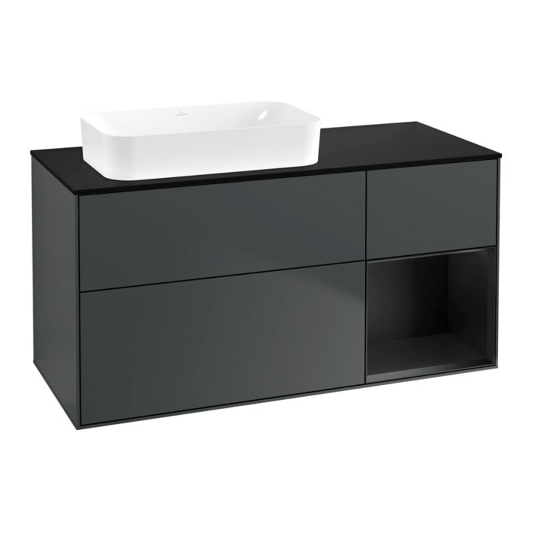V&B Meuble sous lavabo Finion 120x60 cm, Rg droite bleu mat laqué, médium bleu mat laqué