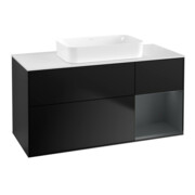 V&B Meuble sous lavabo Finion 120x60 cm, Rg drt md bl. laqué, bleu laqué