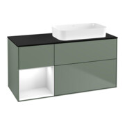 V&B Meuble sous lavabo Finion 120x60 cm, Rg gch blanc brillant, huile m. laqué