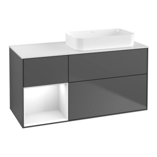 V&B Meuble sous lavabo Finion 120x60 cm, Rg gch, blanc laqué, anthracite m