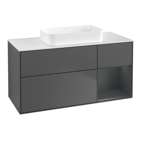 V&B Meuble sous lavabo Finion 120x60 cm, Rg r md bl. m Lac, Anthrac. m