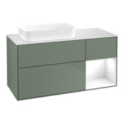 V&B Meuble sous lavabo Finion 120x60 cm, Rg re glo blanc laqué, huile m laqué