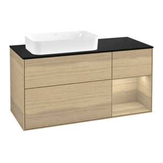 V&B Meuble sous lavabo Finion 120x60 cm, tiroir à droite, placage chêne
