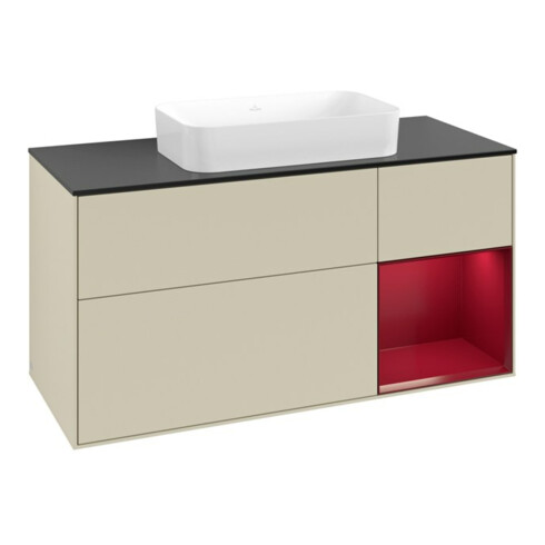 V&B Meuble sous lavabo Finion 120x60 cm, tiroir droit, laqué gris moyen