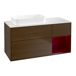 V&B Meuble sous lavabo Finion 120x60 cm, tiroir droit Peony, placage noyer