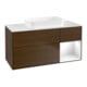 V&B Meuble sous-lavabo Finion 120x60 cm, tiroir droite, blanc brillant, noyer veneer-1
