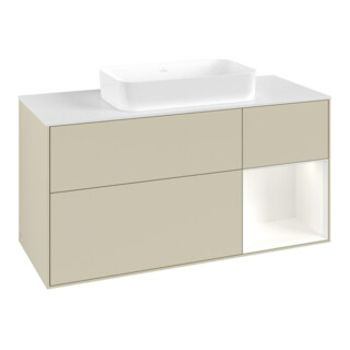 V&B Meuble sous lavabo Finion 120x60 cm, tiroir droite blanc mat, gris mat