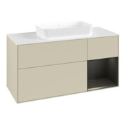 V&B Meuble sous lavabo Finion 120x60 cm, tiroir droite bleu mat laqué, gris mat laqué-4