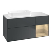 V&B Meuble sous lavabo Finion 120x60 cm, tiroir droite, bois médium, laqué bleu-1
