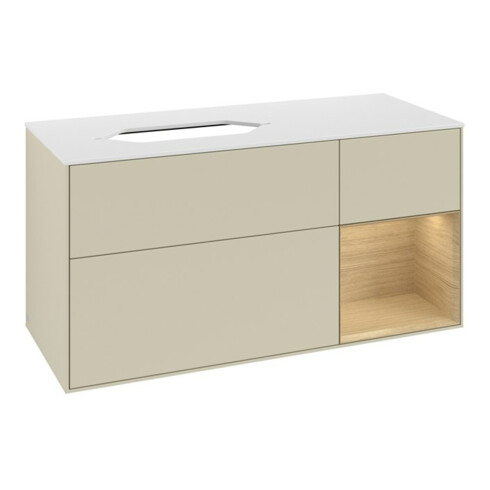 V&B Meuble sous lavabo Finion 120x60 cm, tiroir droite, gris mat laqué