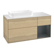 V&B Meuble sous lavabo Finion 120x60 cm, tiroir droite, médium brillant, laqué, Oa ven