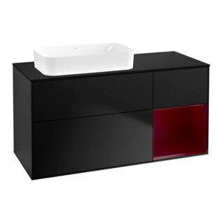 V&B Meuble sous lavabo Finion 120x60 cm, tiroir droite Peo, laqué mat bleu