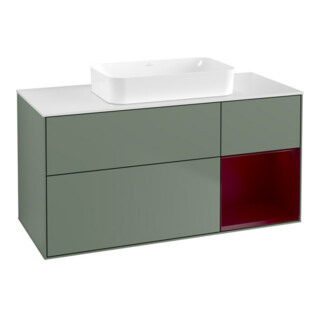 V&B Meuble sous lavabo Finion 120x60 cm, tiroir droite Peo, laque mate oli