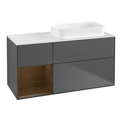 V&B Meuble sous lavabo Finion 120x60 cm, tiroir gauche, anthracite mat