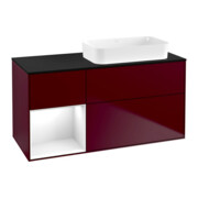 V&B Meuble sous lavabo Finion 120x60 cm, tiroir gauche, blanc brillant, Peo mat-1