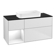 V&B Meuble sous lavabo Finion 120x60 cm, tiroir gauche, blanc laqué, blanc mat laqué