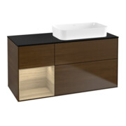 V&B Meuble sous lavabo Finion 120x60 cm, tiroir gauche Oa ven, placage noyer