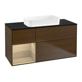 V&B Meuble sous lavabo Finion 120x60 cm, tiroir gauche Oa ven, placage noyer