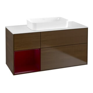 V&B Meuble sous-lavabo Finion 120x60 cm, tiroir gauche Peony, placage noyer
