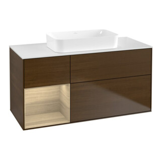 V&B Meuble sous-lavabo Finion 120x60 cm, tiroir gauche, placage noyer