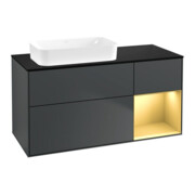 V&B Meuble sous lavabo Finion 120x60 cm, tiroir réglable, blanc mat, avec laque