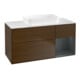 V&B Meuble sous-lavabo Finion 120x60 cm, tiroirs droite et milieu, laqué, noyer veinée-1