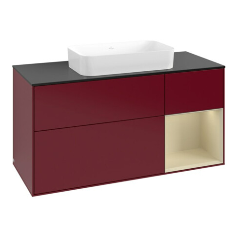 V&B Meuble sous lavabo Finion 120x60 cm, tiroirs droite gauche, gris mat, Peo mat